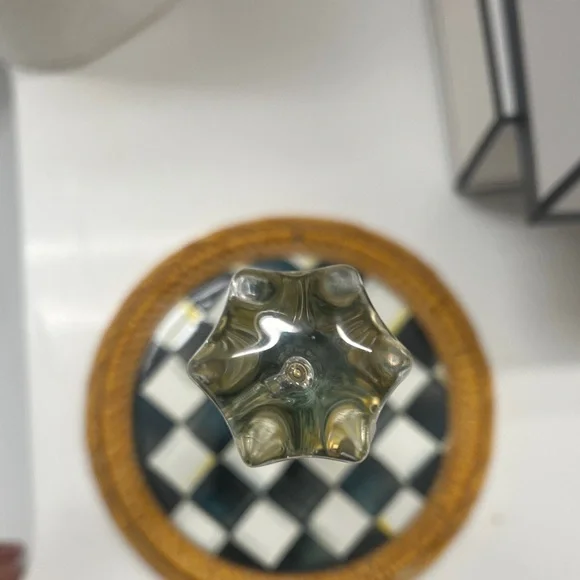 Mackenzie Childs Checkered Paper Towel Holder with Glass Knob - Picture 6 of 6